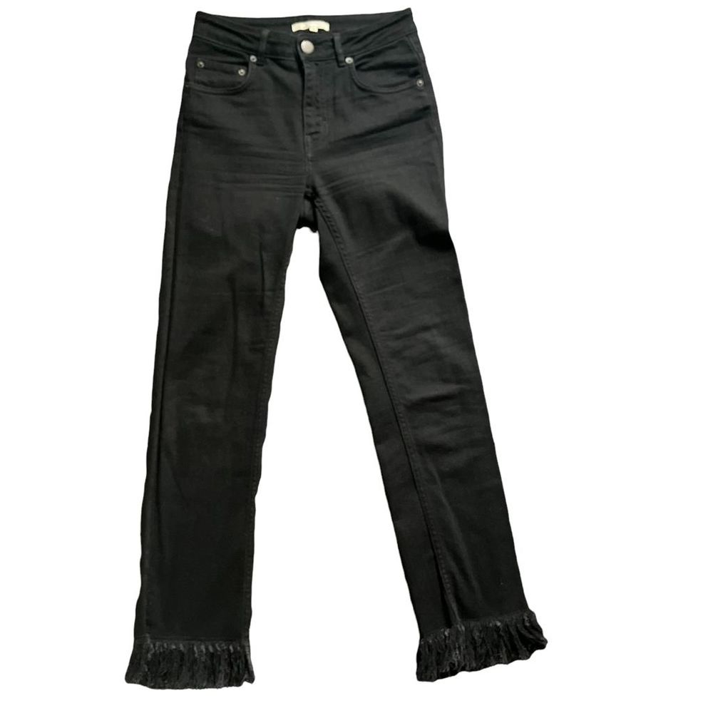 Like New Maje Black Frayed Bottom Hems Straight Leg